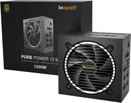 Be Quiet! Pure Power 12 M Fully Modular Power Supply, 1200W Power, 80 Plus Gold Efficiency, 120mm Be Quiet! Fan, 2x Strong 12V-Rails, Active PFC, LLC + SR + DC/DC Technology, Black | BN346