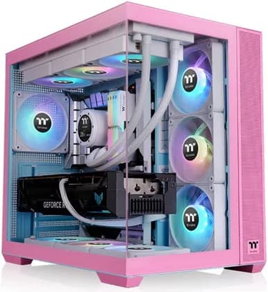 Thermaltake View 380 TG ARGB Mid Tower Case, Dual Chamber ATX Gaming Chassis,Tempered Glass Panel, Up to 360mm Radiator, 10x 120mm Fan Support, Bubble Pink | CA-1Z2-00MAWN-00
