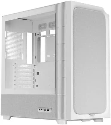 TRYX FLOVA F50 Mid-Tower PC Case, Supports 360mm Radiator, 3x Pre-Installed Cross Flow Fan, Innovative Crossflow Cooling System, Fabric Mesh Design, Tempered Glass Panel, White | C-F500F-FM1E-G0W