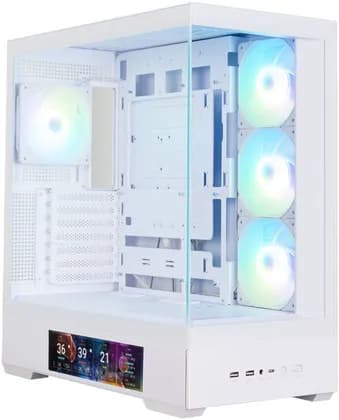 Zalman P40 DS ATX Mid-Tower Computer Case, 4x 120mm RGB Pre-Installed Fan, Up to 360mm Radiator & 10x 120mm Fan Support, Steel, Plastic, Tempered Glass, White | P40-DS