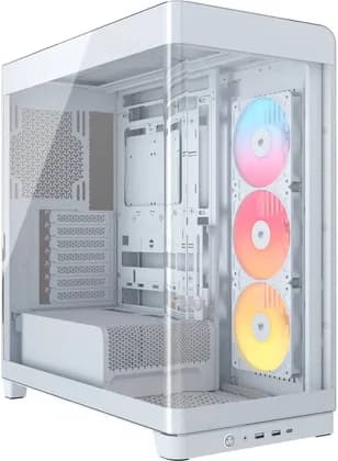 Corsair FRAME 4500X RS-R ARGB Panoramic Glass Mid-Tower PC Case, 3x RS-R aRGB Pre-Installed Fans, Up to 360mm Radiator & 10x 120mm Fans Support, Dust Filtration, White | CC-9011315-WW
