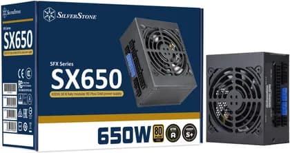 SilverStone SX650-G Fully Modular Power Supply, 650W Power, 80 PLUS Gold Effieciency, Single 92mm FDB Silent Fan, Active PFC, Japanese Capacitors, SFX Form Factor, Black | SST-SX650-G V1.1