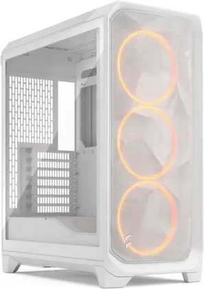 Fractal Design Meshify 3 RGB ATX Mid Tower Computer Case, 3x Momentum 14 Fans, Up to 360mm Radiator & 6x Fan Support, Cable Organizers, Clear Tint Glass Panel, White | FD-C-MES3A-07