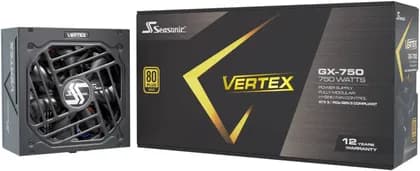 Seasonic VERTEX GX ATX 3.1 Fully Modular Power Supply, 750W Power, 80 PLUS Gold Efficiency, 135mm Fluid Dynamic Bearing Type, ATX/EPS Form Factor, Black | VERTEX GX