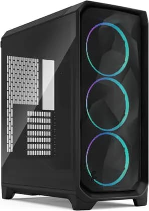 Fractal Design Meshify 3 RGB ATX Mid Tower Computer Case, 3x Momentum 14 Fans, Up to 360mm Radiator & 6x Fan Support, Cable Organizers, Light Tint Glass Panel, Black | FD-C-MES3A-06