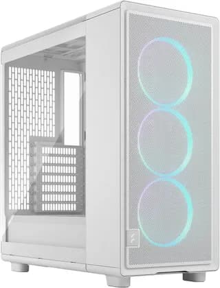 Fractal Epoch Mid-Tower Computer Case, 3x 120 mm Momentum Fans, Up to 360mm Radiator & 6x Fan Support, Steel & Tempered Glass Side Panels, Cable Routing, White TG RGB Clear | FD-C-EPO1A-05