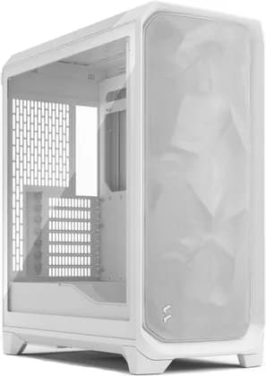 Fractal Design Meshify 3 ATX Mid Tower Computer Case, 3x Momentum 14 Fans, Up to 360mm Radiator & 6x Fan Support, Cable Organizers, Clear Tint Glass Panel, White | FD-C-MES3A-04