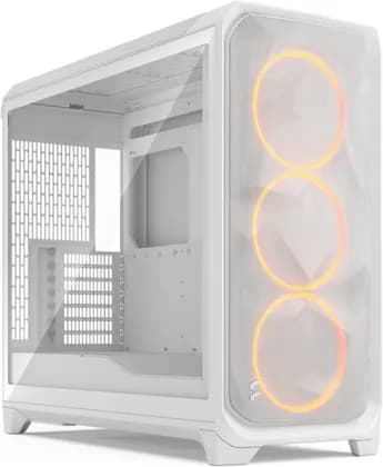 Fractal Design Meshify 3 XL Full Tower Computer Case, 3x Momentum 14 Fans, Up to 420mm Radiator & 10x Fan Support, Cable Organizers, Tempered Glass Panel, White TG Clear Tint | FD-C-MES3X-06