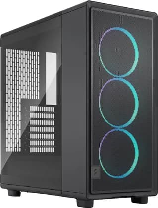 Fractal Epoch Mid-Tower Computer Case, 3x 120 mm Momentum Fans, Up to 360mm Radiator & 6x Fan Support, Steel & Tempered Glass Side Panels, Cable Routing, Black TG RGB Light | FD-C-EPO1A-04
