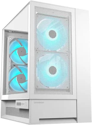 Cougar OmnyX Mid Tower ATX Computer Case, 4x 160mm Pre-installed ARGB PWM Fans, 360mm Radiator Support, 7 Expansion Slots, Magnetic Dust Filter Panel, Cable Management, White | 382WA30.0002