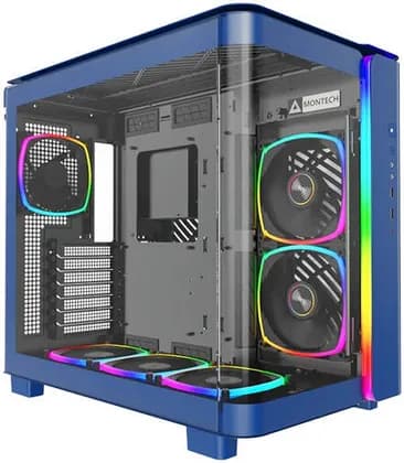 Montech KING 95 PRO ATX Computer Case, 6x Pre-Installed Fans, Up to 360mm Radiator Support, 9x Fan Support, Premium Mesh Panel, Quick-Release Glass Panel, Prussian Blue | KING-95-PRO-BLUE