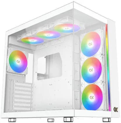 Xigmatek Aqua Ultra Air Arctic E-ATX Computer Case, 1x Z22A Arctic + 6x Z22A Arctic Reverse Pre-Installed Fans, 360mm Radiator Support, 7 Expansion Slots, Tempered Glass Panel, White | EN44472
