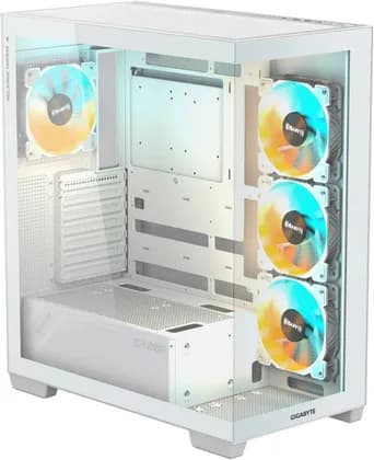 GIGABYTE C500 ATX Computer Case, 410MM/BL ST ATX GPU, Mid Tower Form Factor, RGB Lighting, 3.5" Drive Support, Pre-installed Fan, Built-In Cable Management, Ice | C500PI-ST-ATX