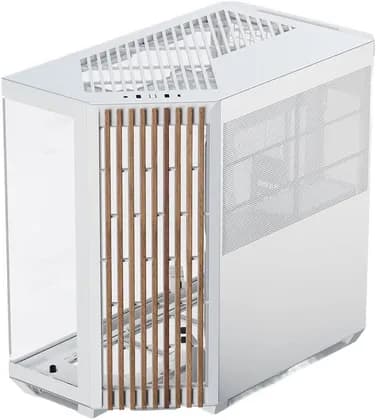 APNX V1 V1-W-WT-v1 ATX Mid Tower Glass Edition Computer Case, Up To 360mm Radiators, x10 Fan Slot, SGCC Body Material, Wood Front Panel, 0.8mm Steel Thickness, White & Wood | APCM-VI01103.21