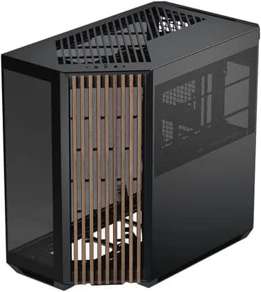 APNX V1 V1-W-BK-v1 ATX Mid Tower Glass Edition Computer Case, Up To 360mm Radiators, x10 Fan Slot, SGCC Body Material, Wood Front Panel, 0.8mm Steel Thickness, Black & Wood | APCM-VI01103.11