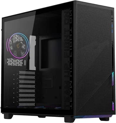 GIGABYTE AORUS C400 GLASS PC Case, Supports Mini ITX, Micro ATX, and ATX Form Factor, RGB Lighting, Dust Filters, Vertical GPU Mounting, Black | AC400G-ATX