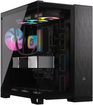 Corsair 6500X Mid-Tower Dual Chamber PC Case, Panoramic Tempered Glass, Support Up to 10x 120mm Fans, Up to 360mm Radiator, Reverse Connection MB Compatible, Black/obsidian Aluminum | CC-9011283-WW