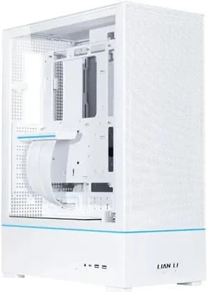 Lian-Li SUP01 Small Tower ATX Case, Stand Up Platform Design, Front GPU Mount, Pre Installed 3 X 120mm PWM & PCIe 4.0 Riser Cables, 3 Side Mesh Panels, Dual ARGB Strip Lights, White | G99.SUP01W.00