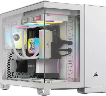 Corsair iCUE LINK 2500X RGB Micro ATX Dual Chamber Computer Case, 2x RX RGB Pre-Installed Fans, Up to 360mm Radiator & 9x Fan Support, Modern Front Panel I/O, White | CC-9011268-WW