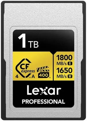 Lexar Gold Series Professional 1TB CFexpress 4.0 Type-A Memory Card, Ultra-Fast 1800MB/s Read & 1650MB/s Write, VPG400, 8K Video & Professional Camera Performance, Grey | LCAGOLD001T-RNENG