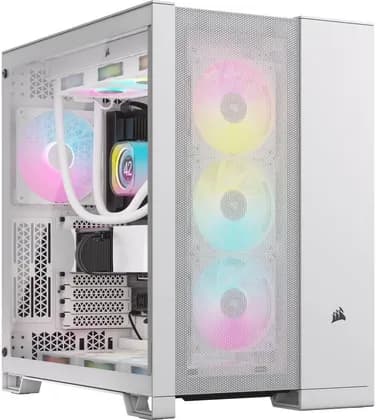 Corsair 6500D Airflow Mid-Tower Computer Case, Up to 360mm Radiator & 13x Fan Support, Tempered Glass, Fully Mesh Sides, Dual Chamber Design, Modern Front Panel I/O, White | CC-9011260-WW