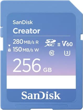 SanDisk Creator SD UHS-II Memory Card 256GB V60 Up to 280MB/s, Professional Grade Storage for 4K 6K Video Photography and Content Creation | SDSDXEP-128G-GNCIS