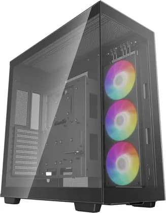 Deepcool CH780 Full Tower ATX+ PC Case, Panoramic Tempered Glass, Vertical Mount Gen 4 Riser Cable, Up to 420mm AIO, Trinity 140mm ARGB Fans, Type-C, 4x USB 3.0, Black | R-CH780-BKADE41-G-1