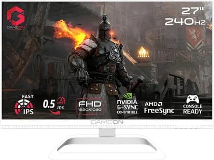 GAMEON Artic Pro Series Gaming Monitor, 27" Fast IPS Display, FHD Resolution, 240Hz Refresh Rate, 0.5ms (MPRT) Response Time, AMD FreeSync & Adaptive-Sync, Black | GOA27FHD240IPS