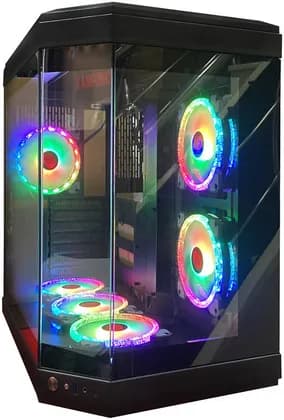 WJCOOLMAN Y40 - 6F Diamond ATX Gaming PC Case, Tempered Glass Pannels, Up to 360mm Radiators Support, 6x Pre Installed Diamond Fans, “3.5”HDD *2. “2.5” SDD*2, USB 3.0 *1/Type-C *1, Black | Y40 - 6F