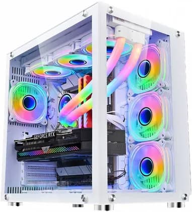 WJCoolMan Robin I ATX Tower Computer Case, 0.6mm SPCC + Tempered Glass Material, Up to360mm Radiator & 10x 120mm Case Fans, USB 3.0 / USB 2.0*2 / HD Audio I/O Port, White |