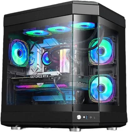 WJCOOLMAN Y40 - 6F ATX Mid Tower Gaming PC Case, Tempered Glass Pannels, Up to 360mm Radiators Support, 6x Pre Installed UNI Fans, “3.5”HDD *2. “2.5” SDD*2, USB 3.0/Type-C, Black | 6974215270050