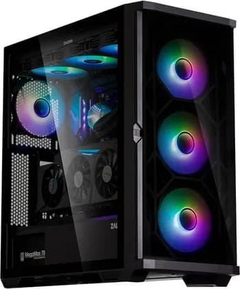 Zalman Z10 Duo ATX Mid-Tower Gaming PC Case, Tempered Glass Side Panel, Full Mesh/Tempered Glass Front Panel, 4x 120mm ARGB Fan, Up to 360mm Radiator, USB 3.0 / Type-C / LED, Black | ZM-Z10-DUO-BL