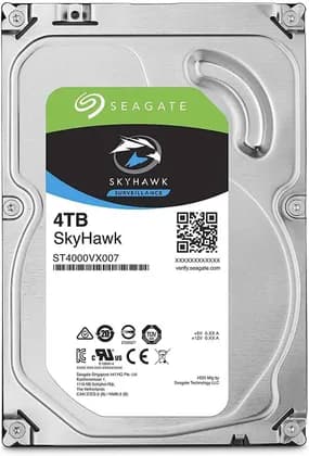 Seagate 4TB SkyHawk Surveillance SATA III 3.5" Internal Hard Drive, 64 MB Cache, Up to 190 MB/s Sustained Transfer Rates, 1 Million Hours MTBF, Supports up to 64 HD Cameras | ST4000VX007