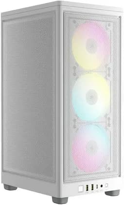 Corsair 2000D RGB AIRFLOW Mini-ITX PC Case, Optimal Aiflow Design, All Side Steel Mesh Panels, Up to 360mm Radiators & 8x 120mm Fans, 2x USB 3.2 / Gen 2 Type-C, White | CC-9011247-WW