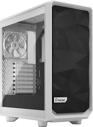 Fractal Design Meshify 2 Compact Lite ATX Mid Tower PC Case, Angular Mesh Design, Clear Tint Temp Glass Side Panel, Up to 360mm Radiator & 7x 120mm Fans, USB Type-C, White | FD-C-MEL2C-04
