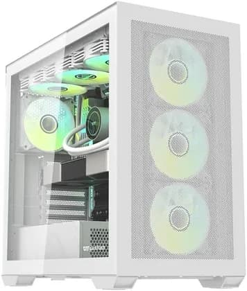 Darkflash DLX4000 Mesh Selection E-ATX PC Case with 6 RGB Fans, Tempered Glass Side, Supports Up to 2x 360mm Radiator, Supports Up to 14x 120mm Fans, USB Type-C, White | DLX4000 White