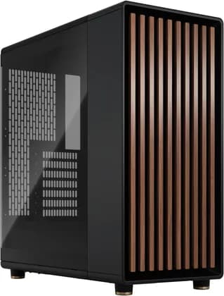 Fractal Design North TG ATX Mid Tower Gaming PC Case, Open Front with Walnut & Temp Glass Side Panel, Up to 360mm Radiator & 8x120mm Fans, USB Type-C/ 3.0, Charcoal Black TG Dark | FD-C-NOR1C-02