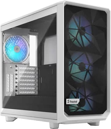 Fractal Design Meshify 2 RGB ATX Mid Tower Case, 7+2 Expansion Slots, 120/140 mm Fan Size, Up To 360mm Radiator Support, Tempered Glass Window, 3.5"/2.5" Drive Mounts, White | FD-C-MES2A-08