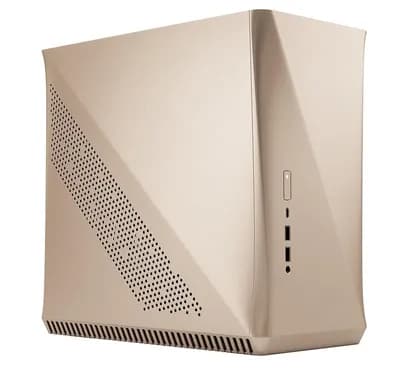 Fractal Design Era ITX Cobalt TG Compact Computer Case, 1x SSR3 80mm Fan Included, Up to 240mm Radiator & Total of 5 Fans Support, Front Type-C, Easy Access, Gold | FD-CA-ERA-ITX-CHP