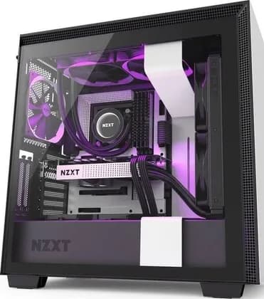 NZXT H710i ATX Mid Tower PC Gaming Case, Front I/O USB Type-C Port, Vertical GPU Mount, Integrated RGB Lighting, Water-Cooling Ready, White/Black | CA-H710i-W1