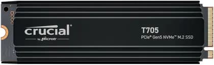 Crucial T705 NVMe Internal SSD with Heatsink, 1TB Capacity, PCIe Gen 5 x4 Interface, M.2 2280 Form Factor, Up to 10,200 MB/s Sequential Write & 13,600 MB/s Read Speed, 600 TBW, Black | CT1000T705SSD5