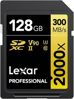 Lexar Professional 2000x 128GB SDXC UHS-II Card, Up To 300MB/s Read, for DSLR, Cinema-Quality Video Cameras