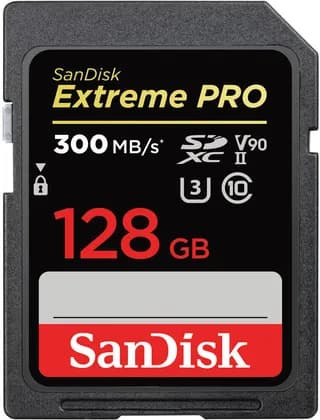 SanDisk 128GB Extreme PRO SDHC and SDXC UHS-II Memory Card, Up to 300MB/s Read Performance, Up to 260MB/s Write Performance, Records 8K, 4K, & Full HD Video, Black | SDSDXDK-128G-GN4IN