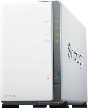 Synology DiskStation DS223j 2-Bay NAS Enclosure, Realtek RTD1619B Quad-Core 1.7 GHz, 1GB DDR4 RAM, 2 x 3.5/2.5" SATA HDD/SSD, Gigabit ETH Port, 2 x USB-A 3.2 Gen 1, White | DS223J