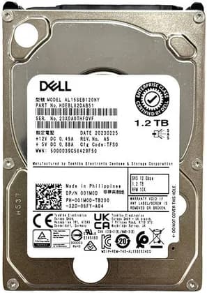 Dell HDEBL82DAB51 512n 1.2TB SAS12Gbps 2.5" Enterprise Internal HDD, 234 Mbps Data Transfer Speed, 10000 RPM Speed, 128 MB Cache Memory, 2,000,000 Hours MTBF | HDEBL82DAB51