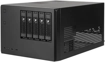 SilverStone CS351 5 Bay SAS-12G / SATA-6G Hot-Swappable NAS Chassis, Support Up to 5 3.5" or 2.5" SAS-12G Drives, Micro-ATX Motherboard & ATX PSUs, USB Type-Cx1/Combo Audiox1, Black | CS351
