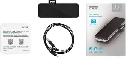 Klevv R1 1TB External Portable SSD, USB 3.2 Gen2 (10Gb/s) Host Interface, 1000MB/s Read and Write Performance, USB Type-C to C Connectors | K01TBPSSU2-PR1
