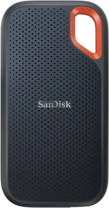 SanDisk 1TB Extreme Portable External SSD V2, Up to 1050 MB/s Read & Up to 1000 MB/s Write Speeds, USB 3.2 Gen 2 Type-C, 256-Bit AES, Carabiner Loop, IP55, Black - Orange | SDSSDE61-1T00-G25