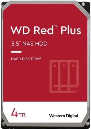Western Digital Red Plus 4TB SATA 6Gb/s 3.5" NAS Hard Disk Drive, 5400 RPM Class,128MB Cache, 3D Active Balance Plus, Up to 180 TB/yr Workload Rate, NASware Firmware | WD40EFZX / WD40EFZZ