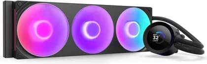 NZXT Kraken Plus 360 RGB Liquid CPU Cooler, 1.54" Transmissive TFT, 262K Color Panel, 360mm Radiator, F360 Fans, 2400 RPM Fan Speed, 75.05 CFM Fan Airflow, Black | RL-KR360-B2